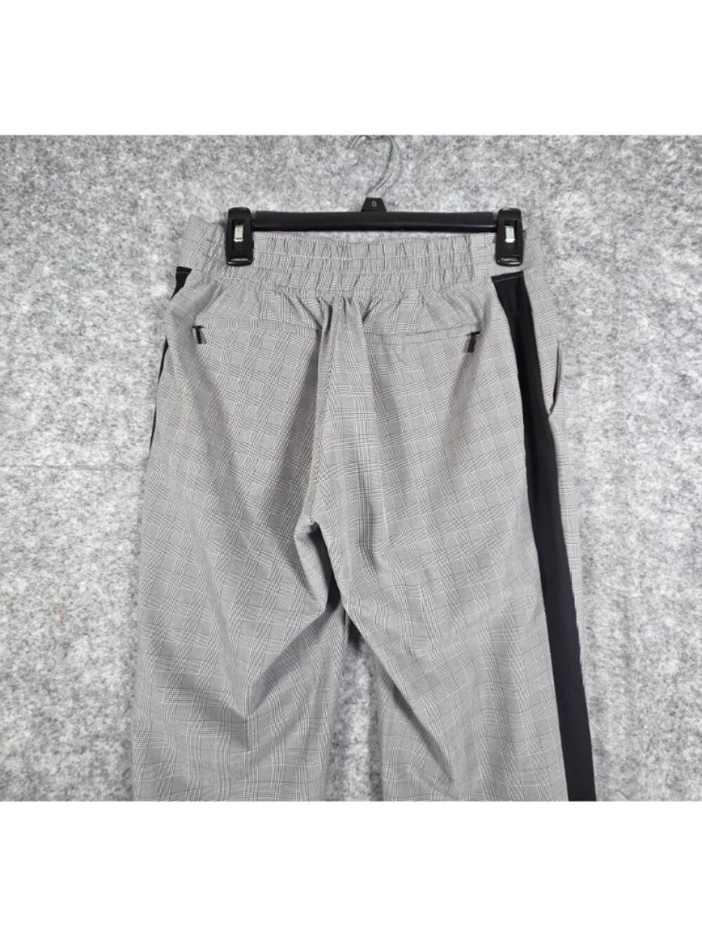Athleta Brooklyn Plaid Tapered Ankle Pants Gray Black Stripe Size 4P - Picture 8 of 11